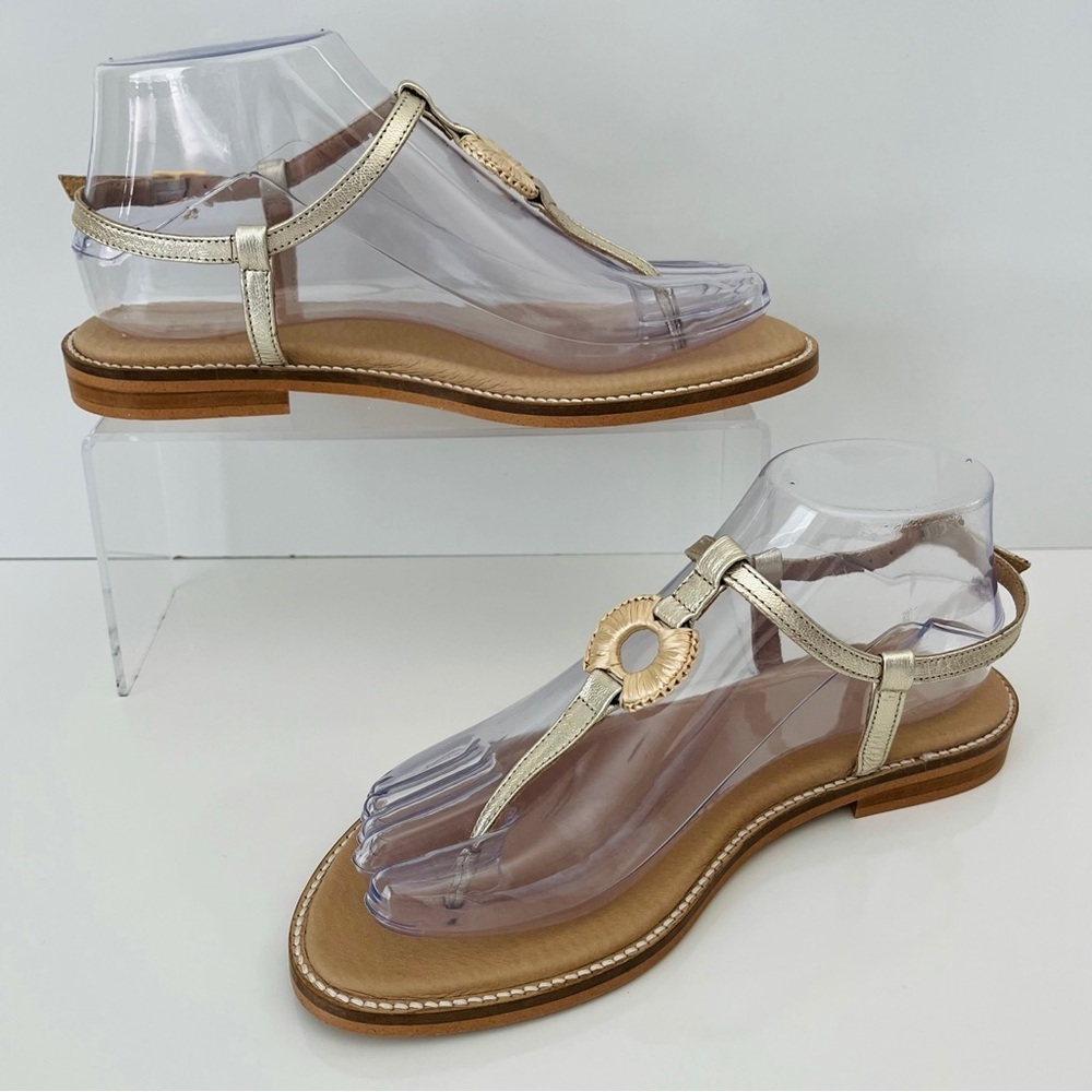 BRUNO MAGLI Jenna T-strap Leather Sandals In Gold NEW - Picture 3 of 14